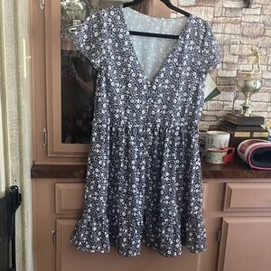 Floral V-Neck Dress with Ruffle Hem